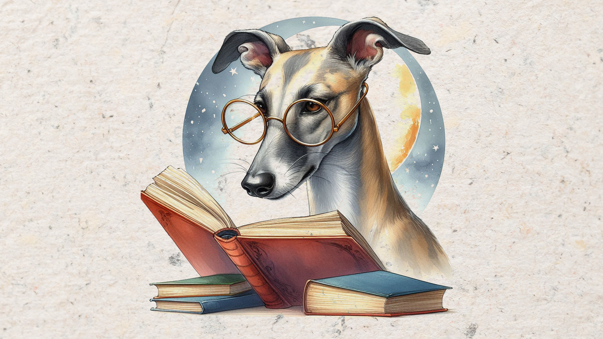 Whippet Reading A Book